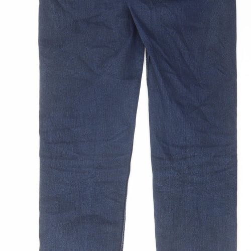 Marks and Spencer Womens Blue Cotton Straight Jeans Size 12 L30 in Regular Zip