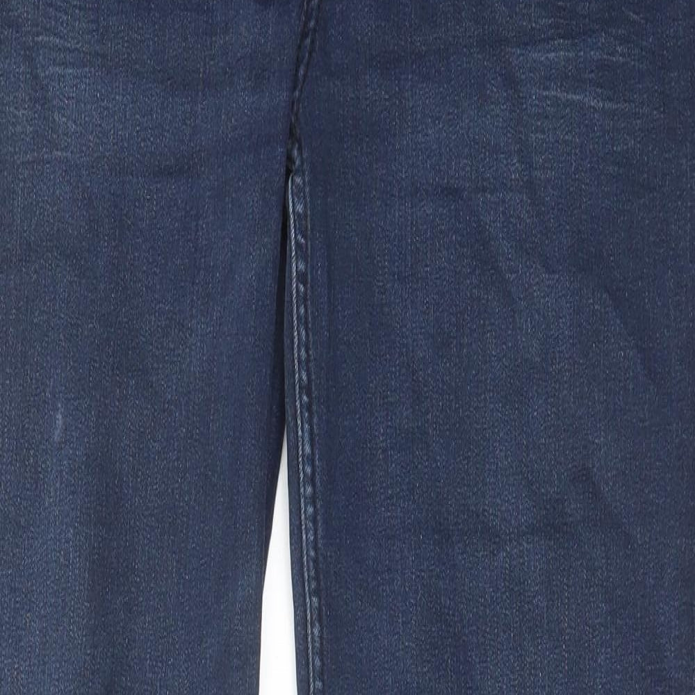 Marks and Spencer Womens Blue Cotton Straight Jeans Size 12 L30 in Regular Zip