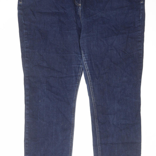 Marks and Spencer Womens Blue Cotton Straight Jeans Size 22 L30 in Regular Zip