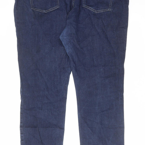 Marks and Spencer Womens Blue Cotton Straight Jeans Size 22 L30 in Regular Zip