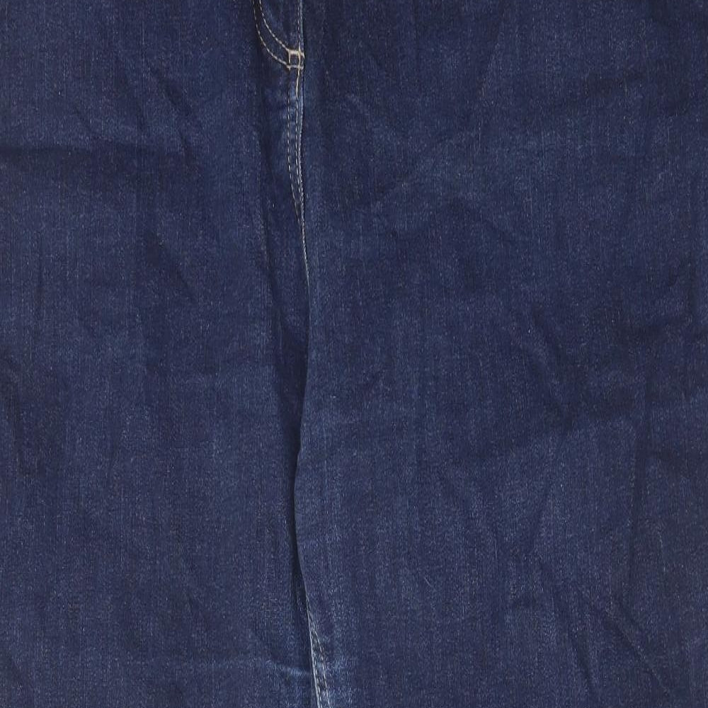Marks and Spencer Womens Blue Cotton Straight Jeans Size 22 L30 in Regular Zip