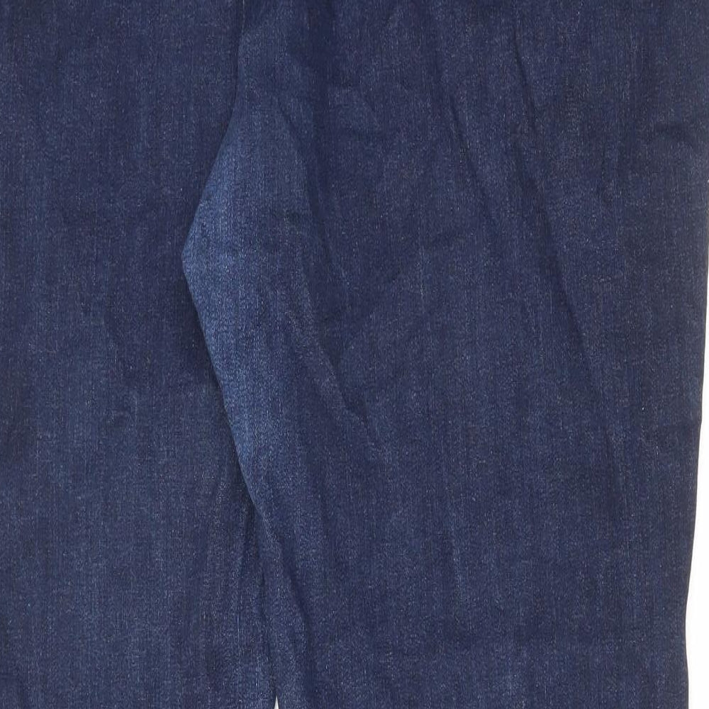 Marks and Spencer Womens Blue Cotton Straight Jeans Size 22 L30 in Regular Zip