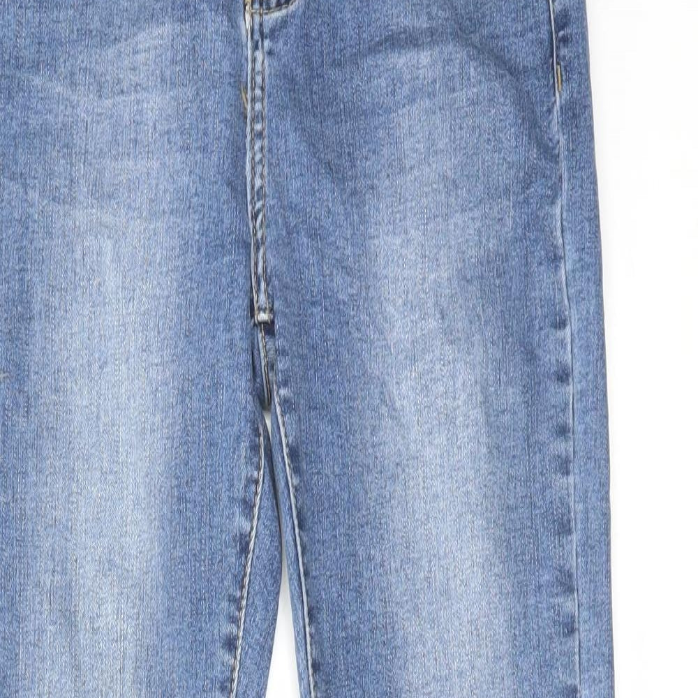 Colourful Premium Womens Blue Cotton Flared Jeans Size 8 L28 in Regular Zip