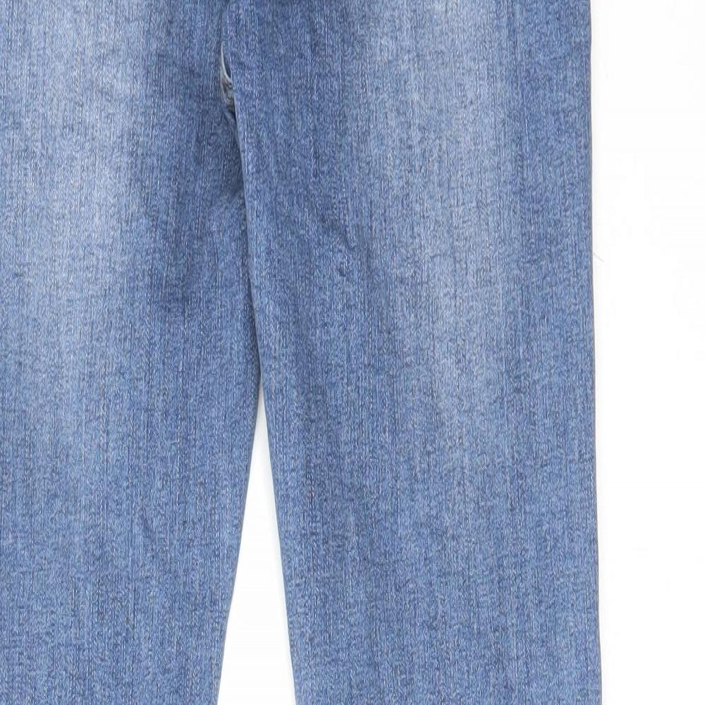 Colourful Premium Womens Blue Cotton Flared Jeans Size 8 L28 in Regular Zip