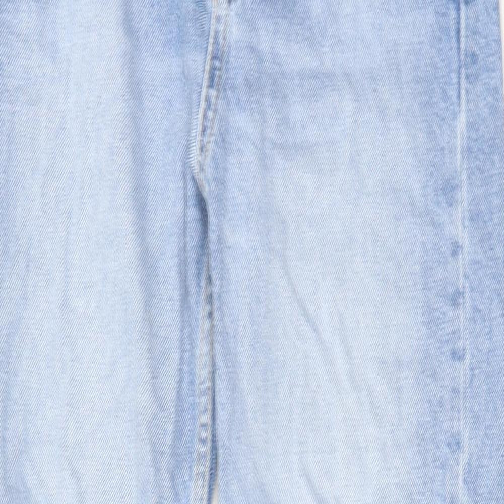 Zara Womens Blue Cotton Straight Jeans Size 4 L27 in Regular Zip
