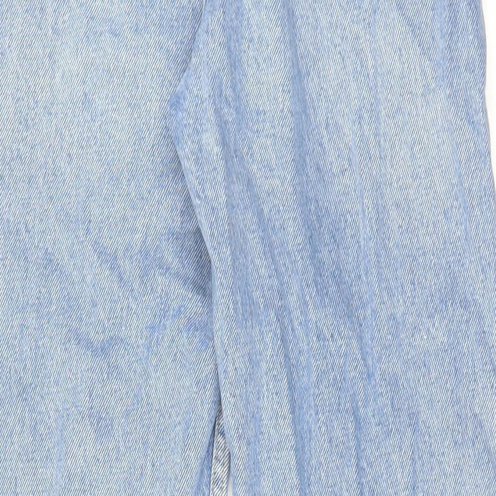 Zara Womens Blue Cotton Straight Jeans Size 4 L27 in Regular Zip