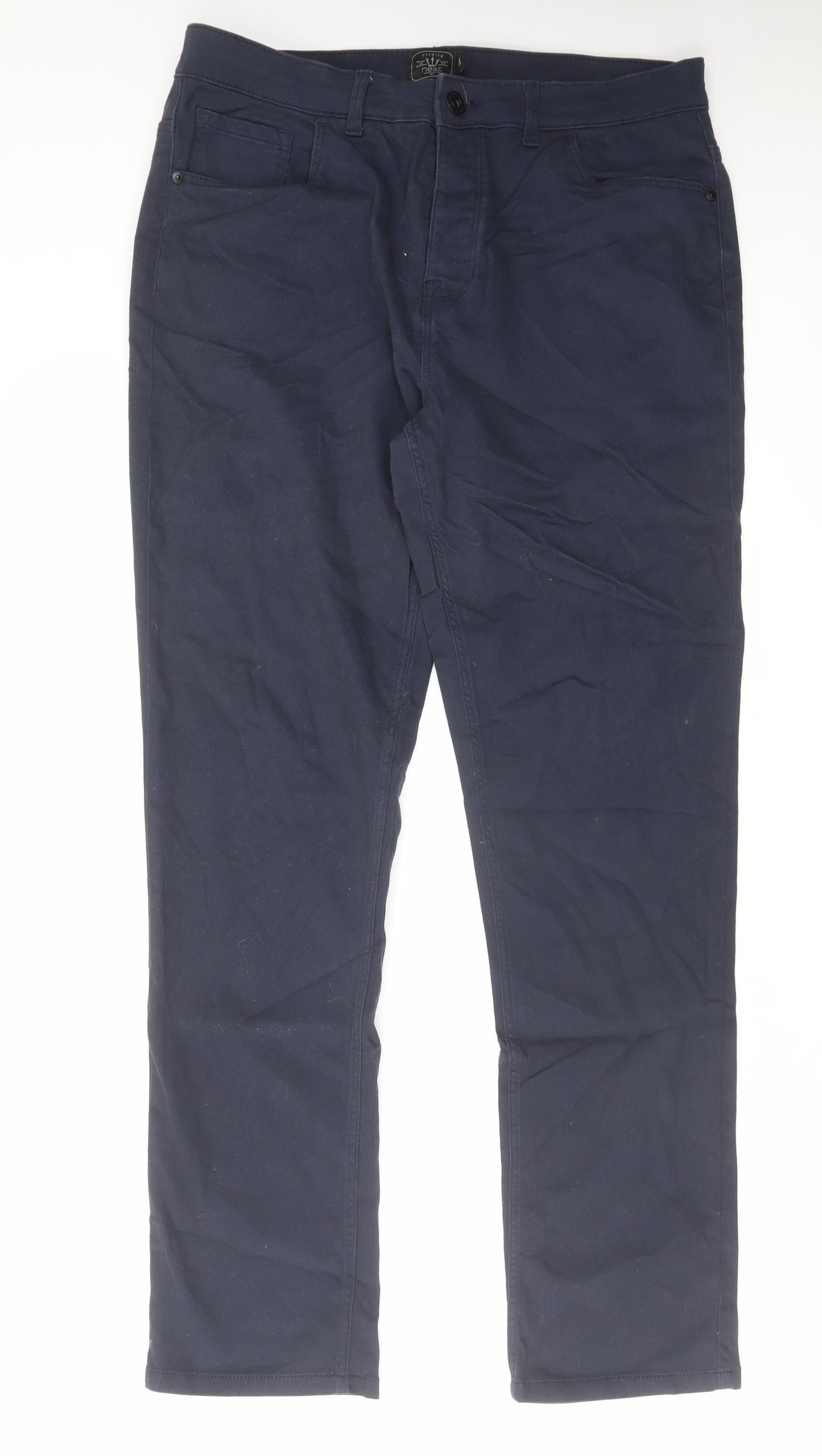 NEXT Mens Blue Cotton Straight Jeans Size 34 in L33 in Regular Zip