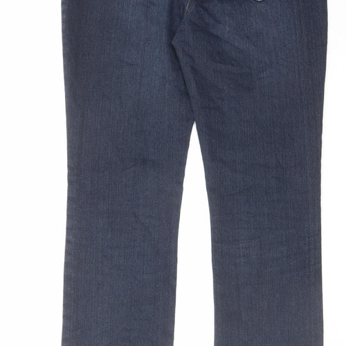 George Womens Blue Cotton Straight Jeans Size 14 L32 in Regular Zip