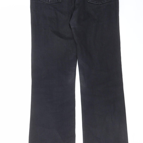 Per Una Womens Black Cotton Straight Jeans Size 10 L32 in Regular Zip