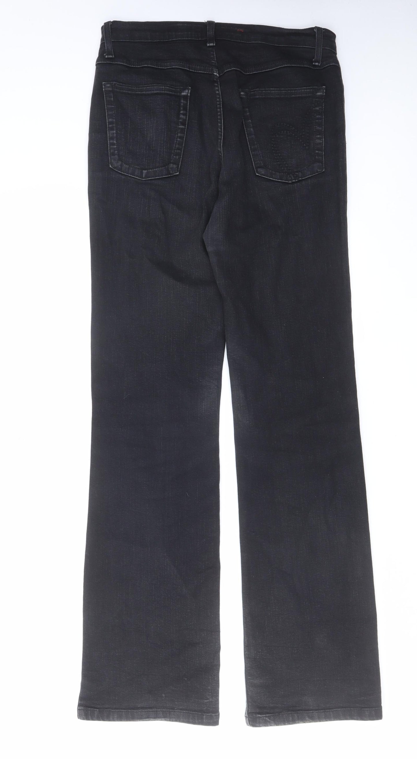 Per Una Womens Black Cotton Straight Jeans Size 10 L32 in Regular Zip