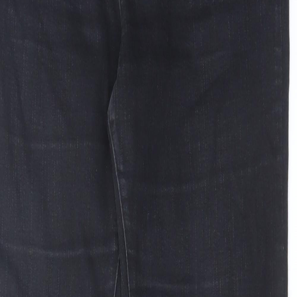 Per Una Womens Black Cotton Straight Jeans Size 10 L32 in Regular Zip