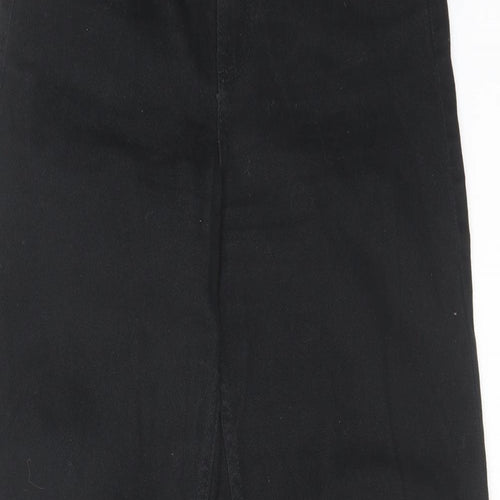 H&M Womens Black Cotton Wide-Leg Jeans Size 8 L32 in Regular Zip