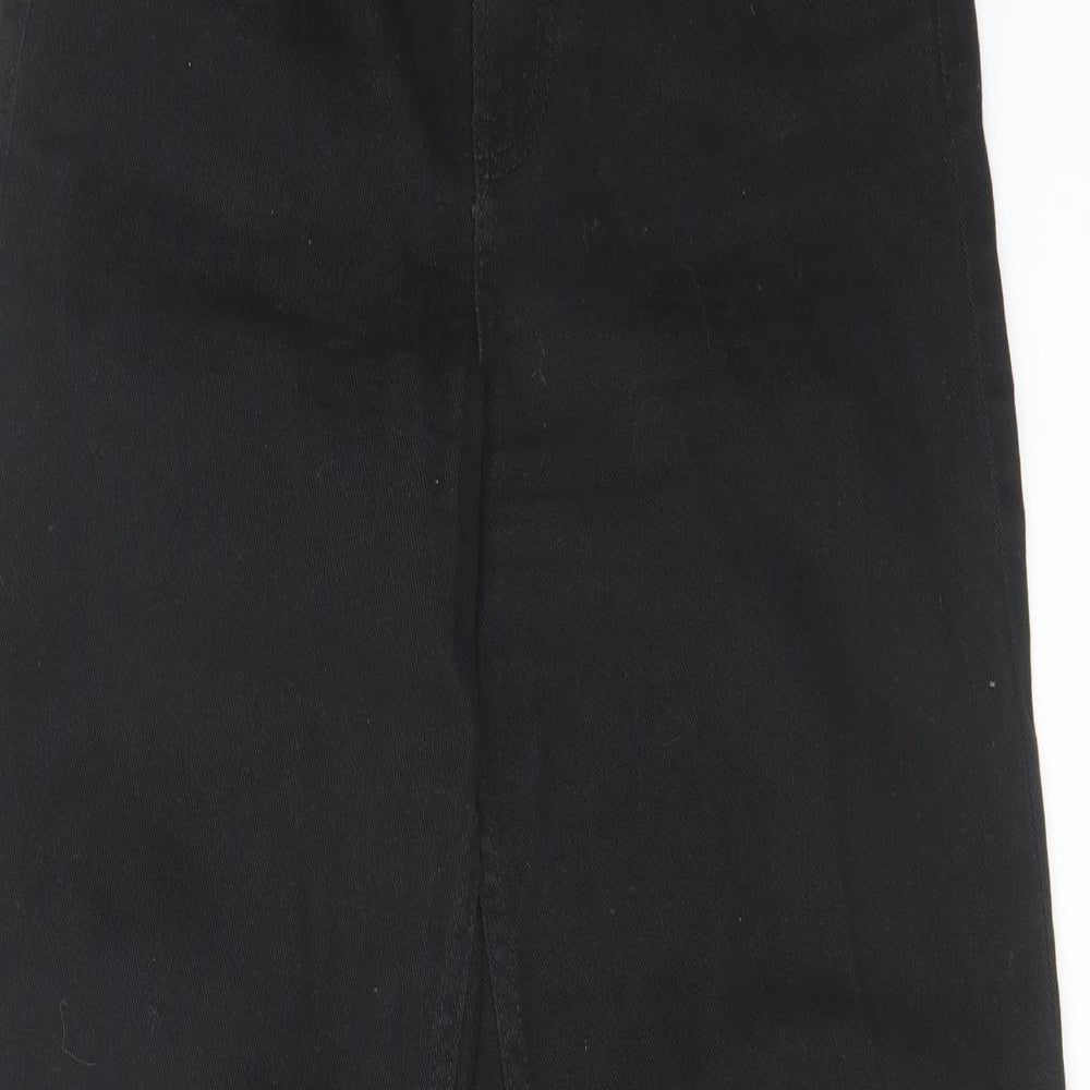 H&M Womens Black Cotton Wide-Leg Jeans Size 8 L32 in Regular Zip