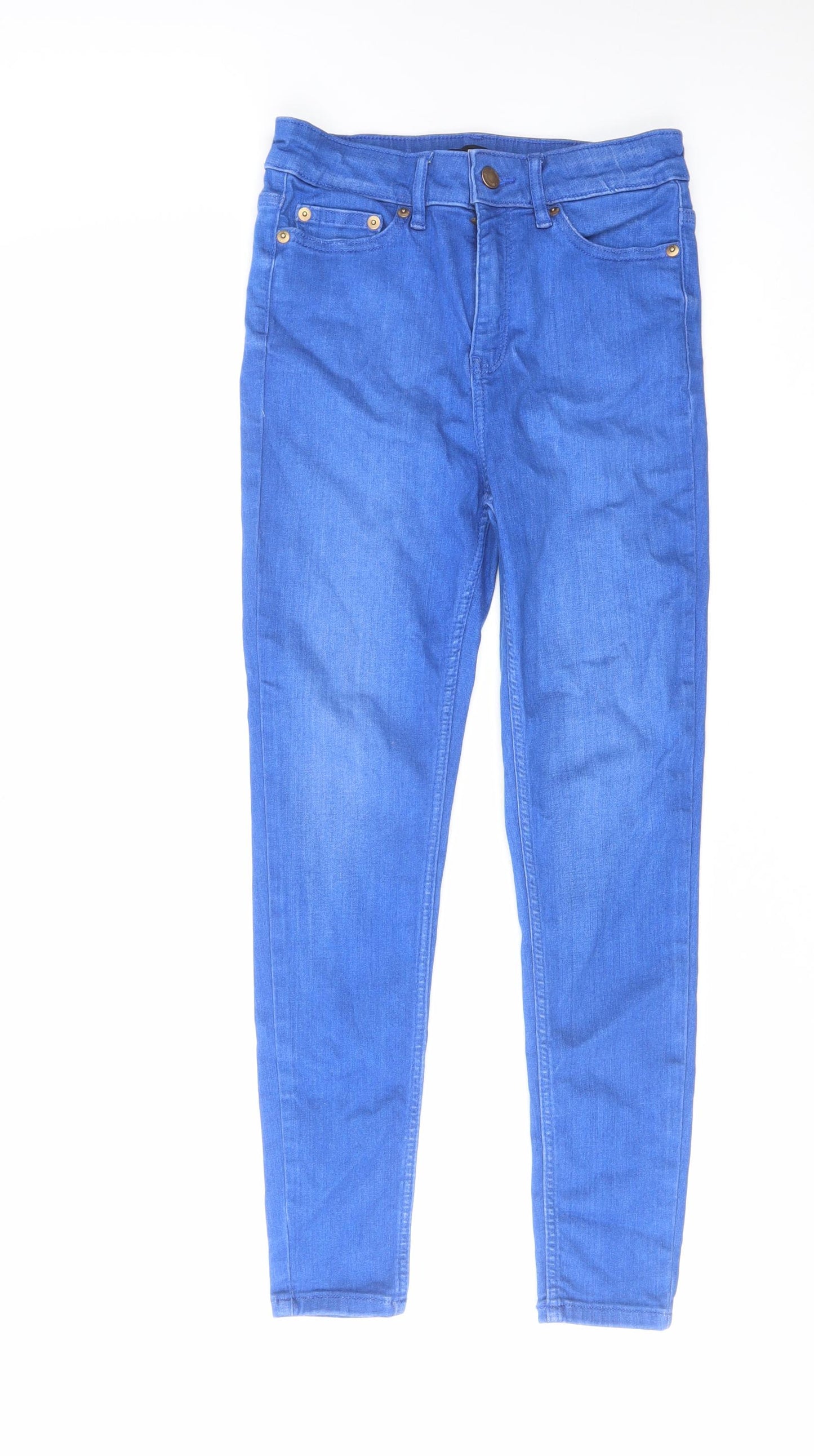 F&F Womens Blue Cotton Skinny Jeans Size 8 L24 in Regular Zip