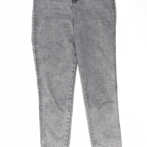 Bershka Womens Grey Cotton Skinny Jeans Size 8 L27 in Regular Zip