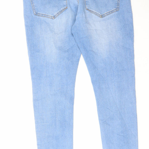 Asylum Womens Blue Cotton Skinny Jeans Size 34 in L30 in Regular Zip - Raw Hems