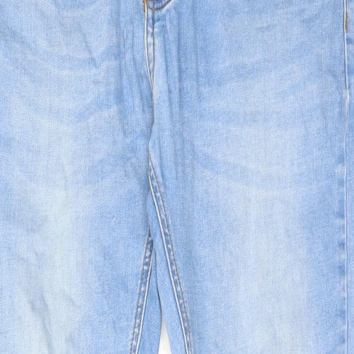 Asylum Womens Blue Cotton Skinny Jeans Size 34 in L30 in Regular Zip - Raw Hems