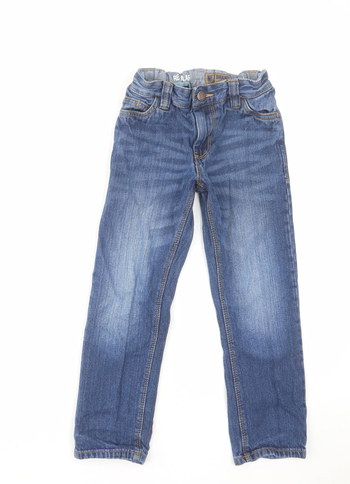 NEXT Boys Blue Cotton Straight Jeans Size 6 Years Regular Zip