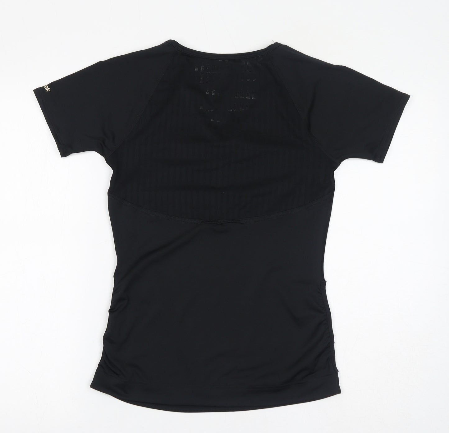Reebok Womens Black Polyester Basic T-Shirt Size S V-Neck Pullover