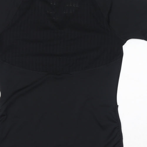 Reebok Womens Black Polyester Basic T-Shirt Size S V-Neck Pullover