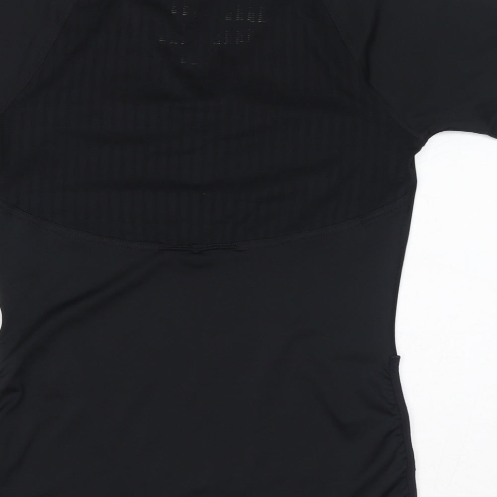 Reebok Womens Black Polyester Basic T-Shirt Size S V-Neck Pullover