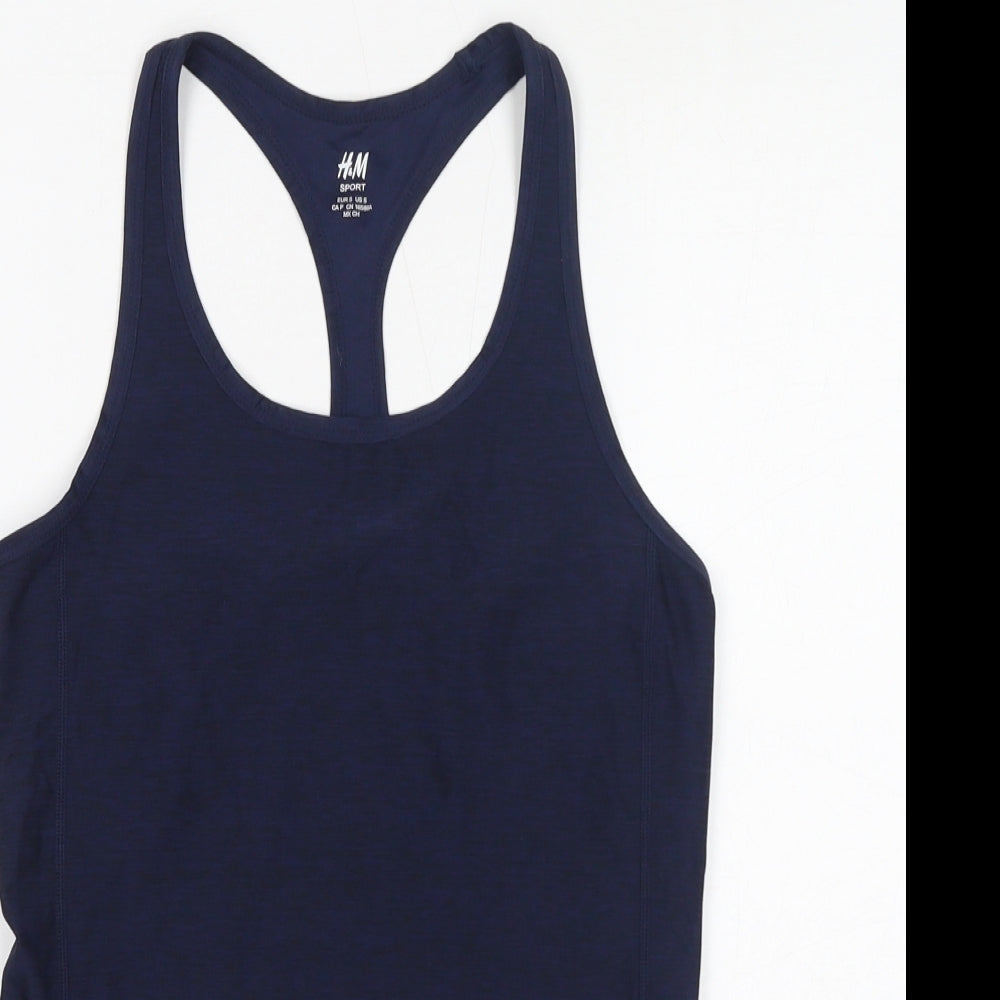 H&M Womens Blue Polyester Basic Tank Size S Scoop Neck Pullover