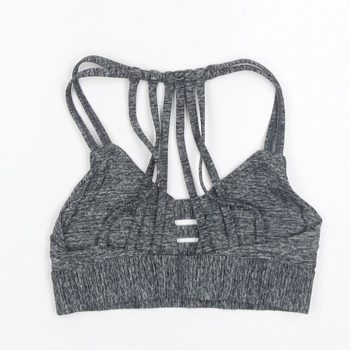 PINK Womens Grey Geometric Polyamide Cropped Tank Size XS V-Neck Pullover
