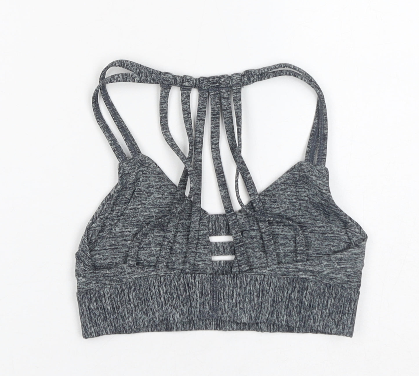 PINK Womens Grey Geometric Polyamide Cropped Tank Size XS V-Neck Pullover