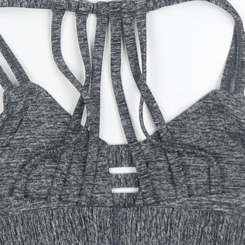 PINK Womens Grey Geometric Polyamide Cropped Tank Size XS V-Neck Pullover