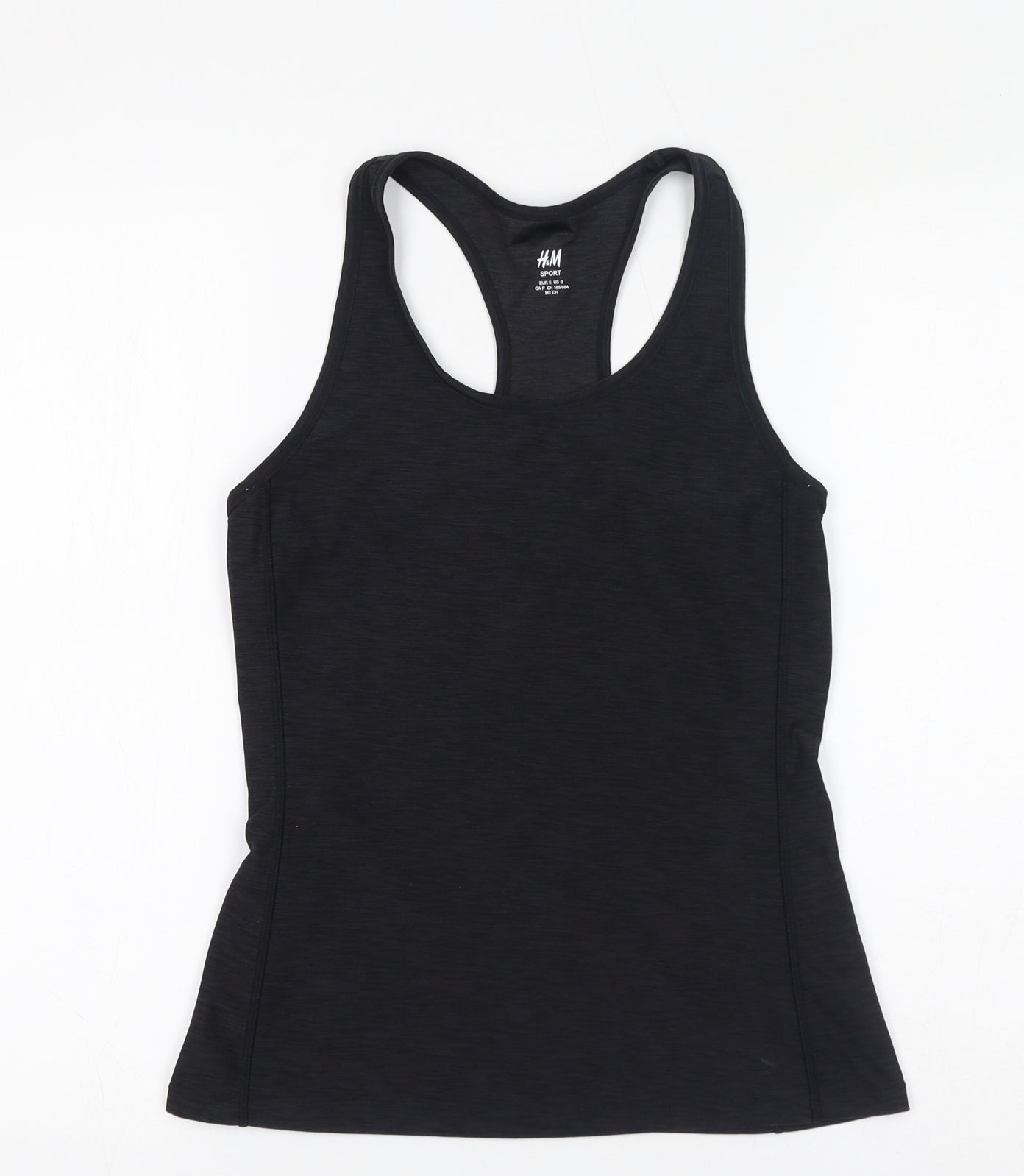 H&M Womens Black Polyester Basic Tank Size S Scoop Neck Pullover