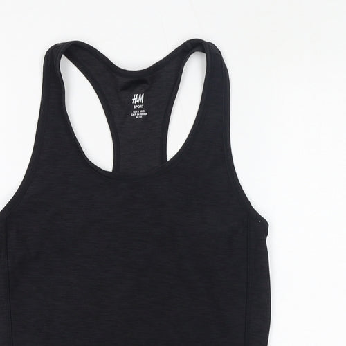 H&M Womens Black Polyester Basic Tank Size S Scoop Neck Pullover