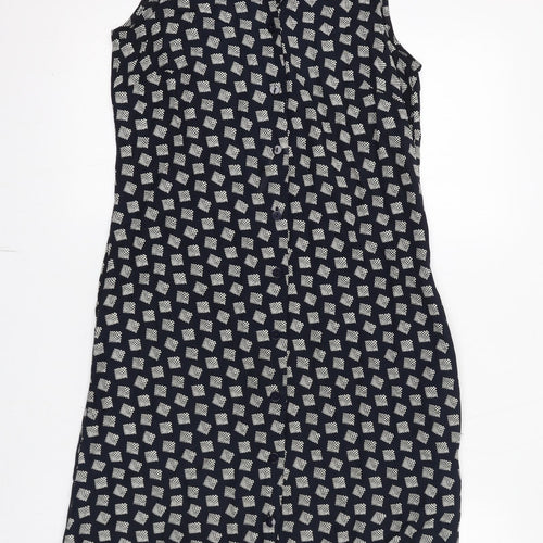 St Michael Womens Black Geometric Viscose Shirt Dress Size 8 Collared Button
