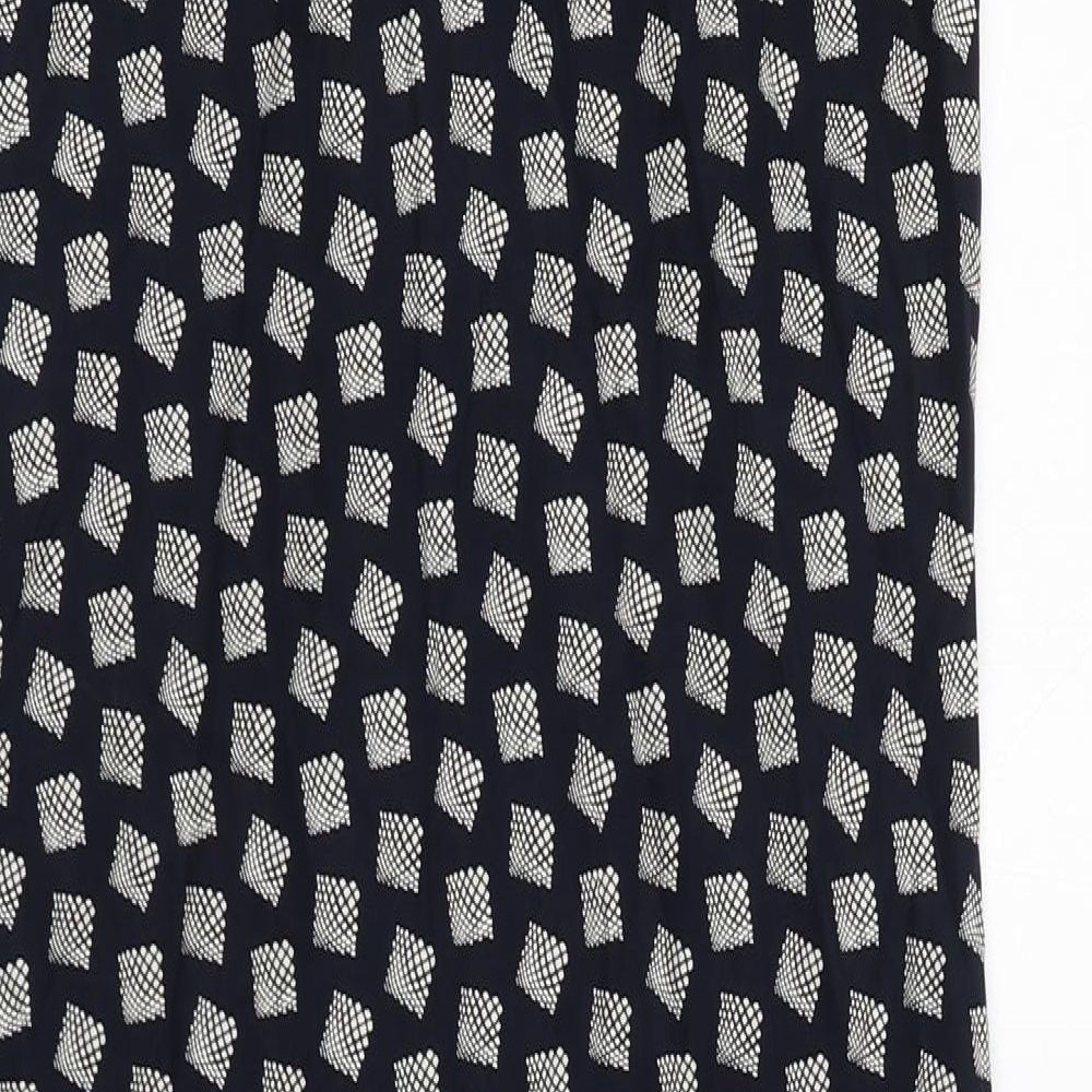 St Michael Womens Black Geometric Viscose Shirt Dress Size 8 Collared Button