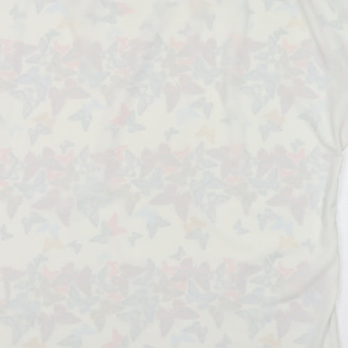NEXT Womens White Geometric Polyester Basic Blouse Size 12 Round Neck - Butterfly Pattern