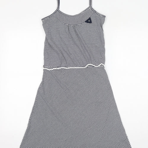 Don't Ask Amanda Womens Blue Striped Cotton A-Line Size S Scoop Neck Pullover