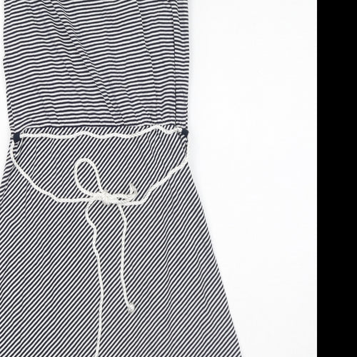 Don't Ask Amanda Womens Blue Striped Cotton A-Line Size S Scoop Neck Pullover