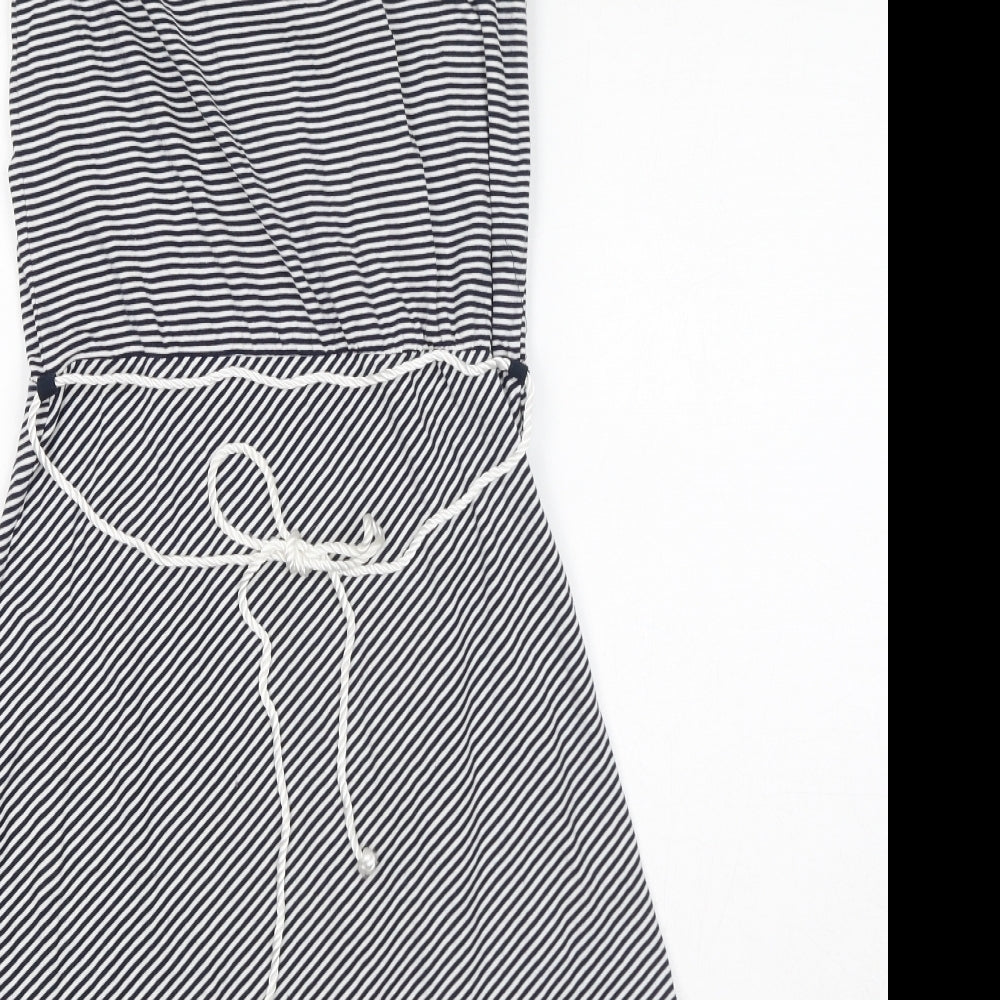 Don't Ask Amanda Womens Blue Striped Cotton A-Line Size S Scoop Neck Pullover