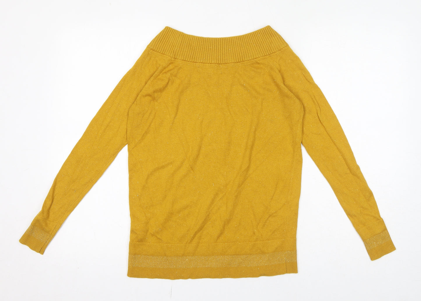 BiBA Womens Yellow Boat Neck Nylon Pullover Jumper Size 8