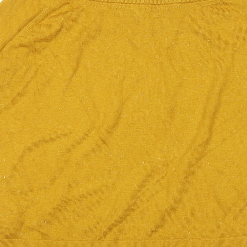 BiBA Womens Yellow Boat Neck Nylon Pullover Jumper Size 8