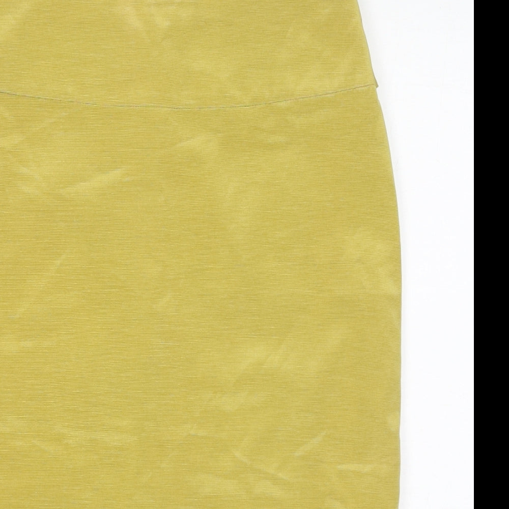 Reiss Womens Yellow Cotton A-Line Skirt Size 10 Zip