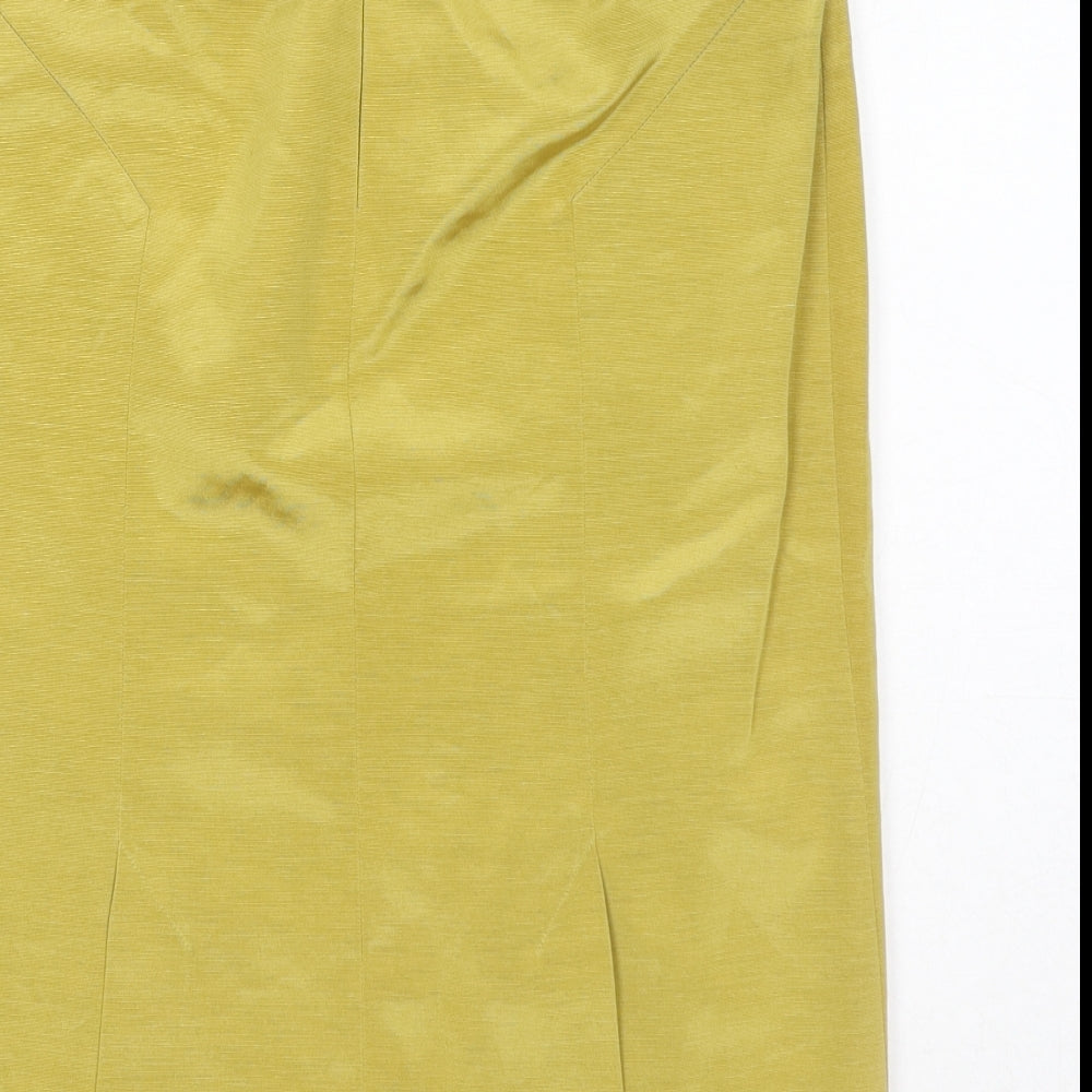 Reiss Womens Yellow Cotton A-Line Skirt Size 10 Zip