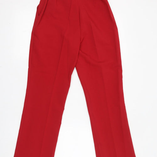 Damart Womens Red Polyester Dress Pants Trousers Size 8 L27 in Regular Zip