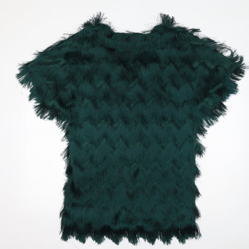 H&M Womens Green Polyester T-Shirt Dress Size M V-Neck Pullover