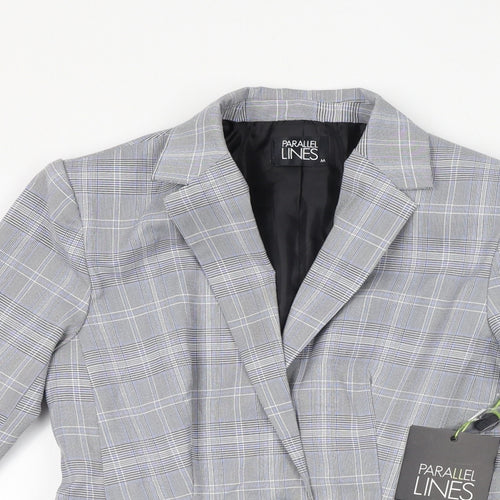 Parallel Womens Grey Geometric Jacket Blazer Size M Button