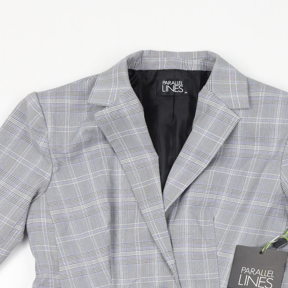 Parallel Womens Grey Geometric Jacket Blazer Size M Button