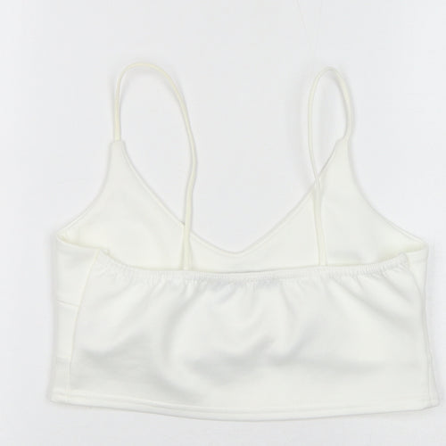 Boohoo Womens White Polyester Cropped Tank Size 10 V-Neck