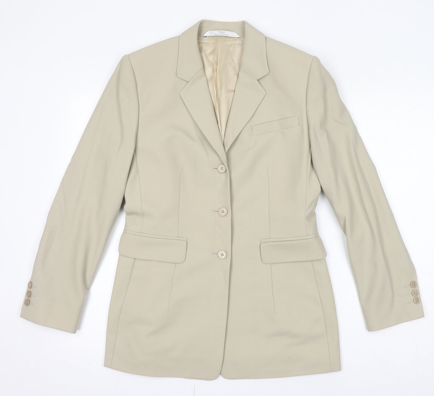 St Michael Womens Ivory Jacket Blazer Size 12 Button