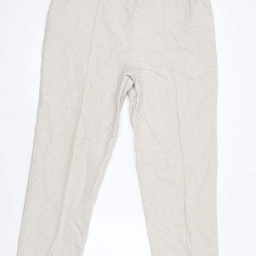 Marks and Spencer Womens Ivory Polyester Trousers Size 18 L28 in Regular