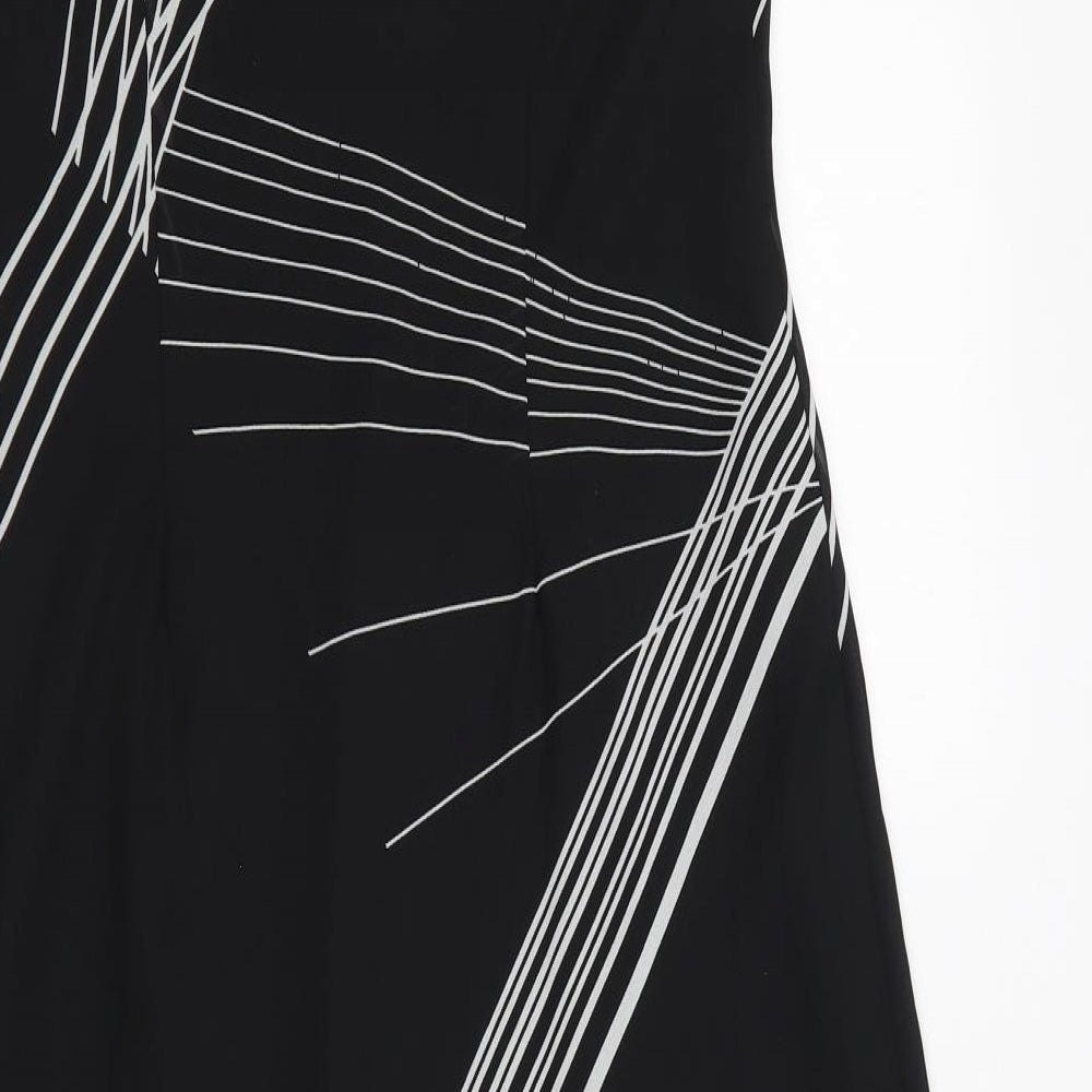 Ronni Nicole Womens Black Geometric Polyester A-Line Size 14 Round Neck Pullover