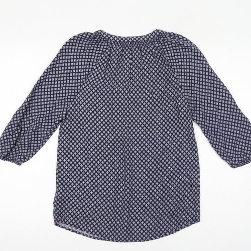 Sonoma Womens Blue Geometric Viscose Basic Blouse Size XS V-Neck